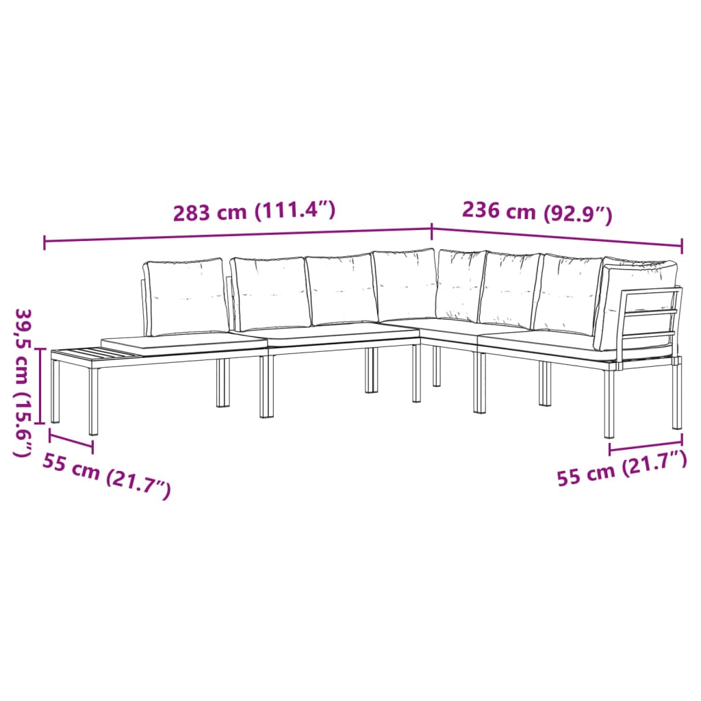 Garden Bench Set with Cushions 4 pcs - Black