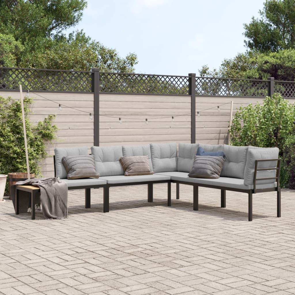 Garden Bench Set with Cushions 4 pcs - Black