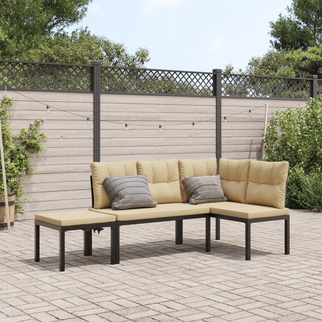 Durable Garden Bench Set with Cushions 3 pcs