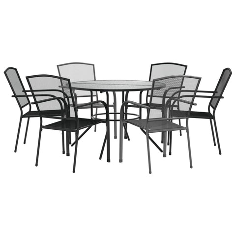 Stackable Garden Chair Set 7 Piece Anthracite