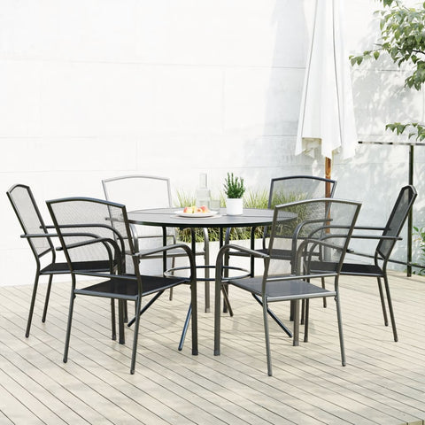 Stackable Garden Chair Set 7 Piece Anthracite