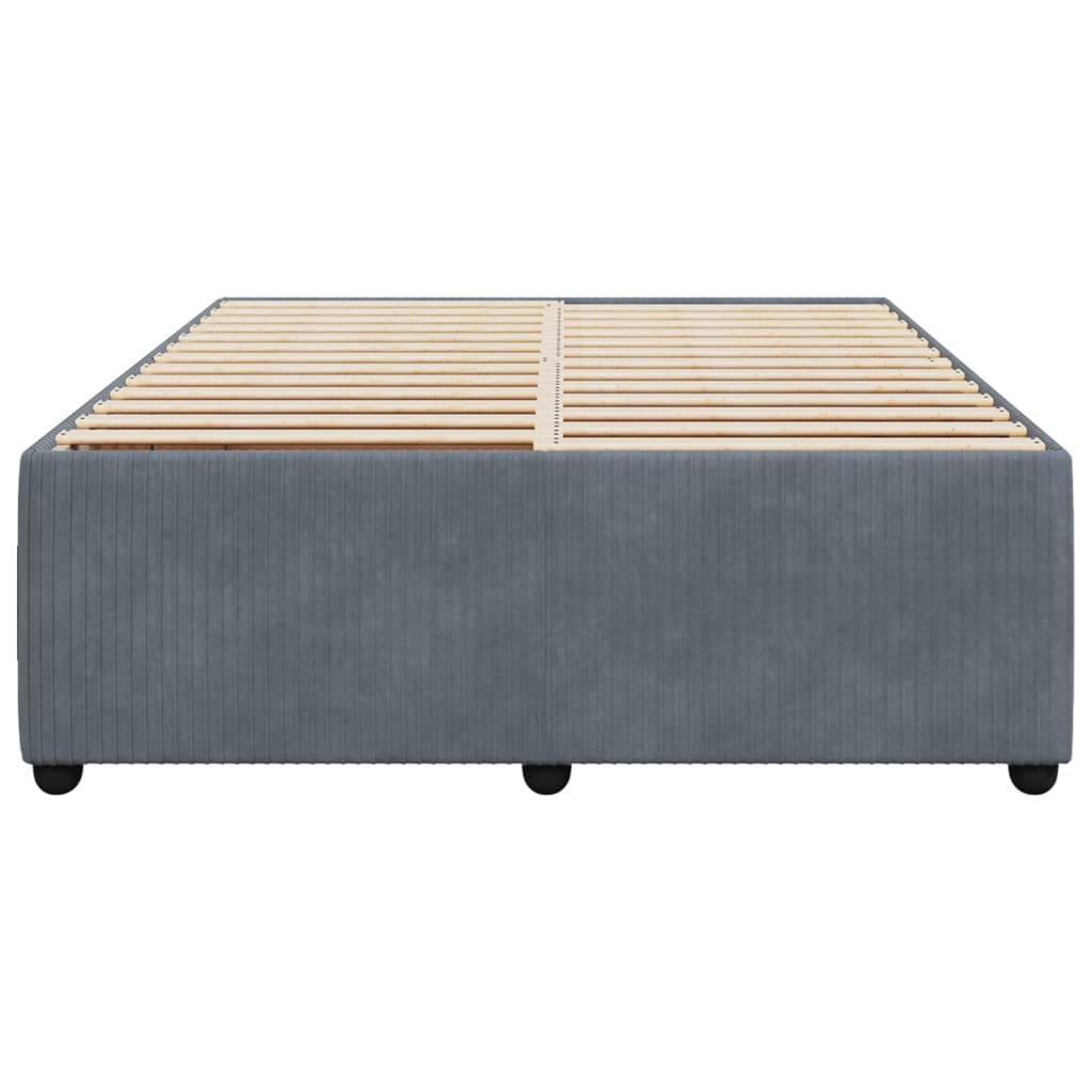 Bed Frame without Mattress Dark Grey Queen Velvet