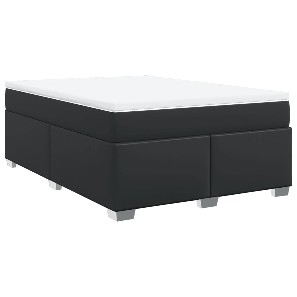 Box Spring Bed with Mattress Black Queen