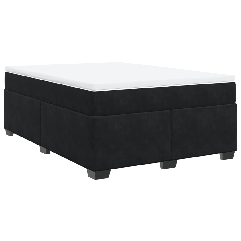 Box Spring Bed with Mattress Queen Velvet