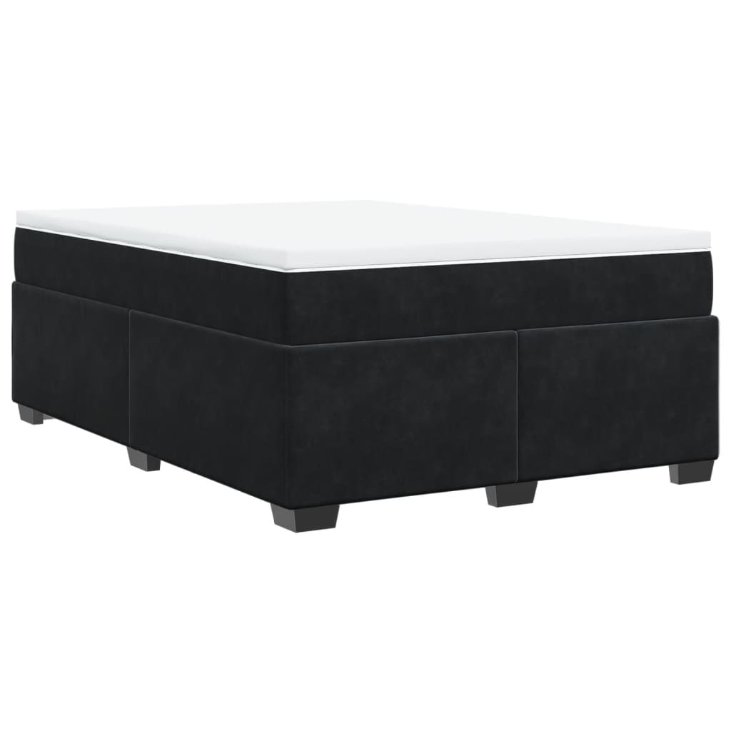 Box Spring Bed with Mattress Queen Velvet