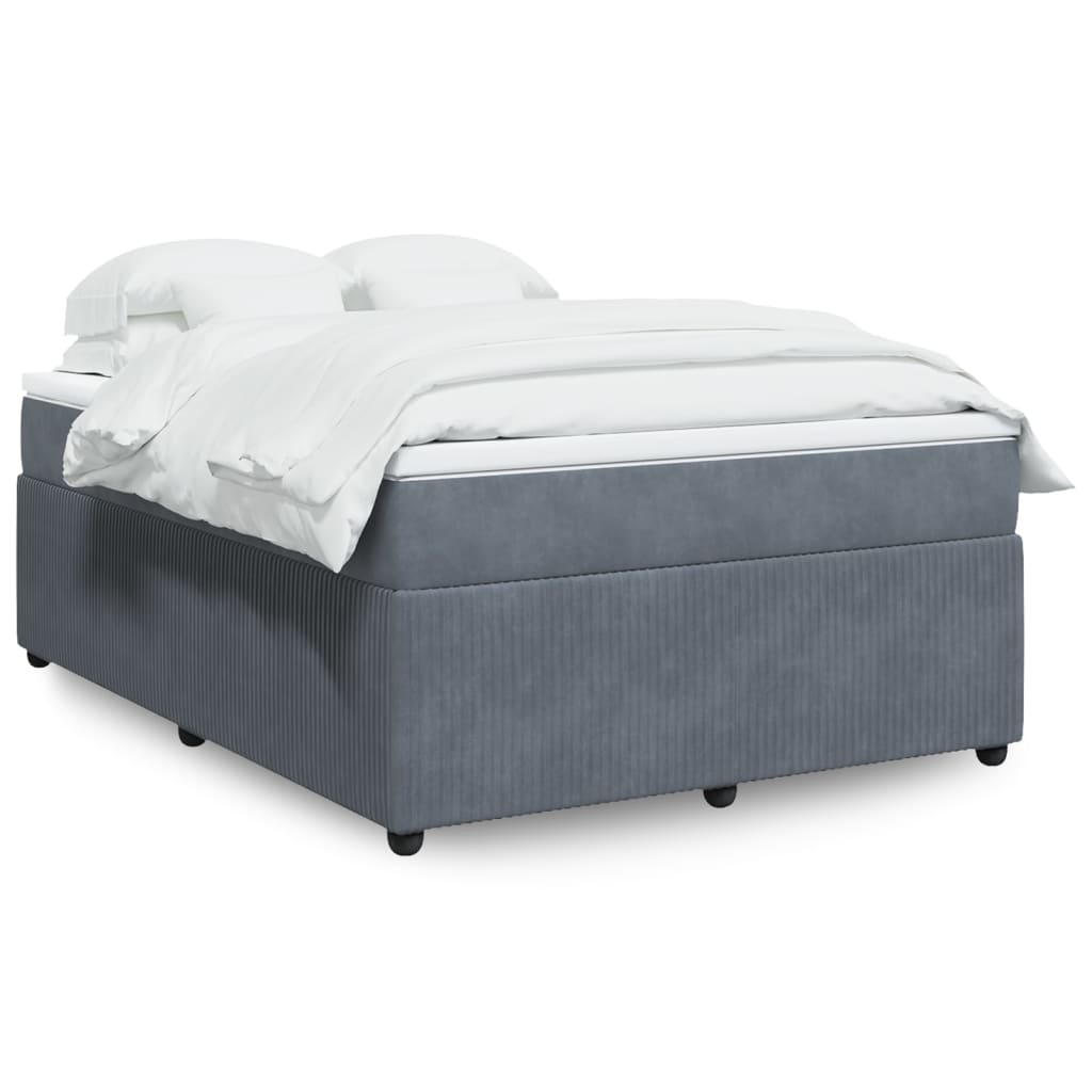 Box Spring Bed with Mattress Queen Velvet