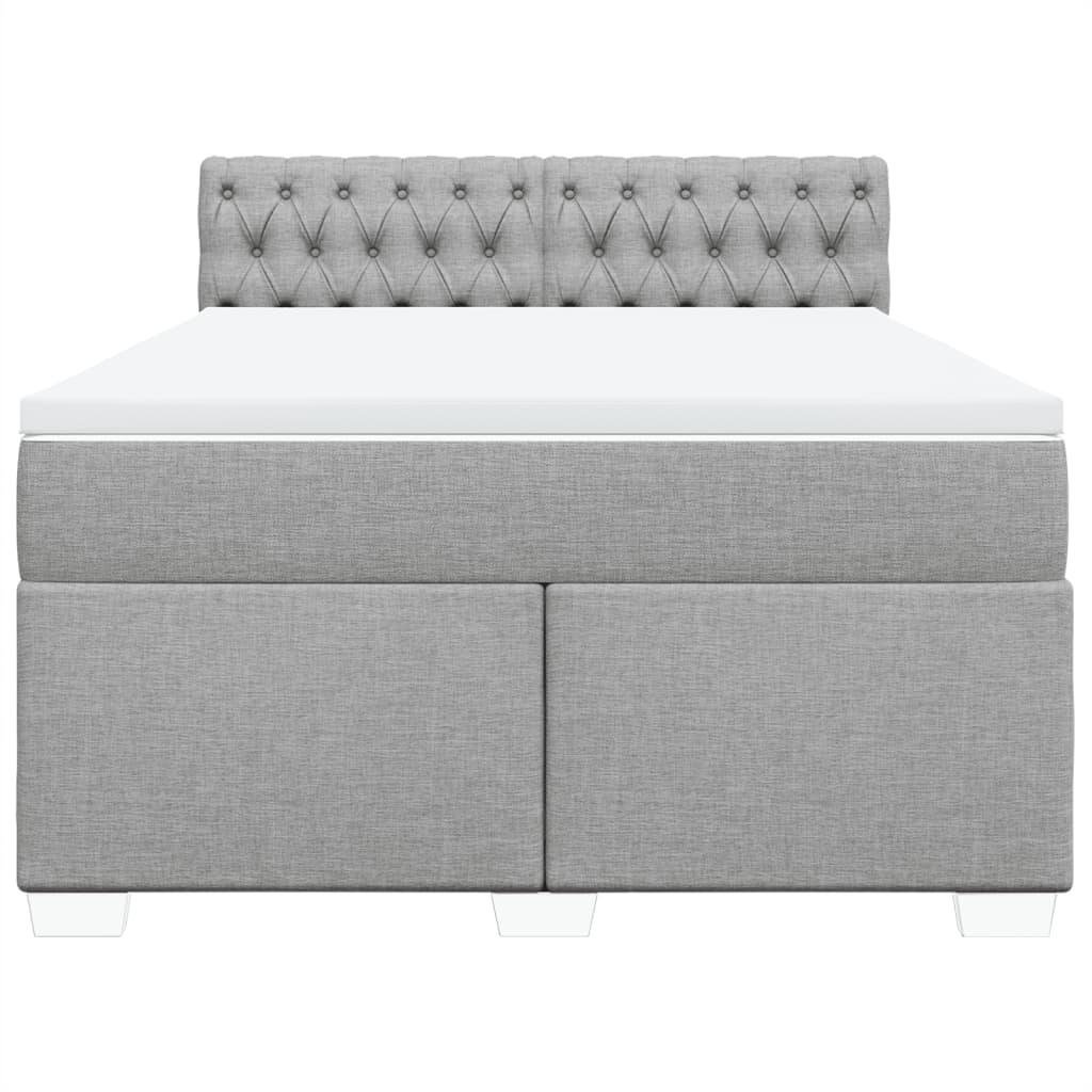 Stylish Box Spring Bed with Mattress in Dark Grey Double Fabric