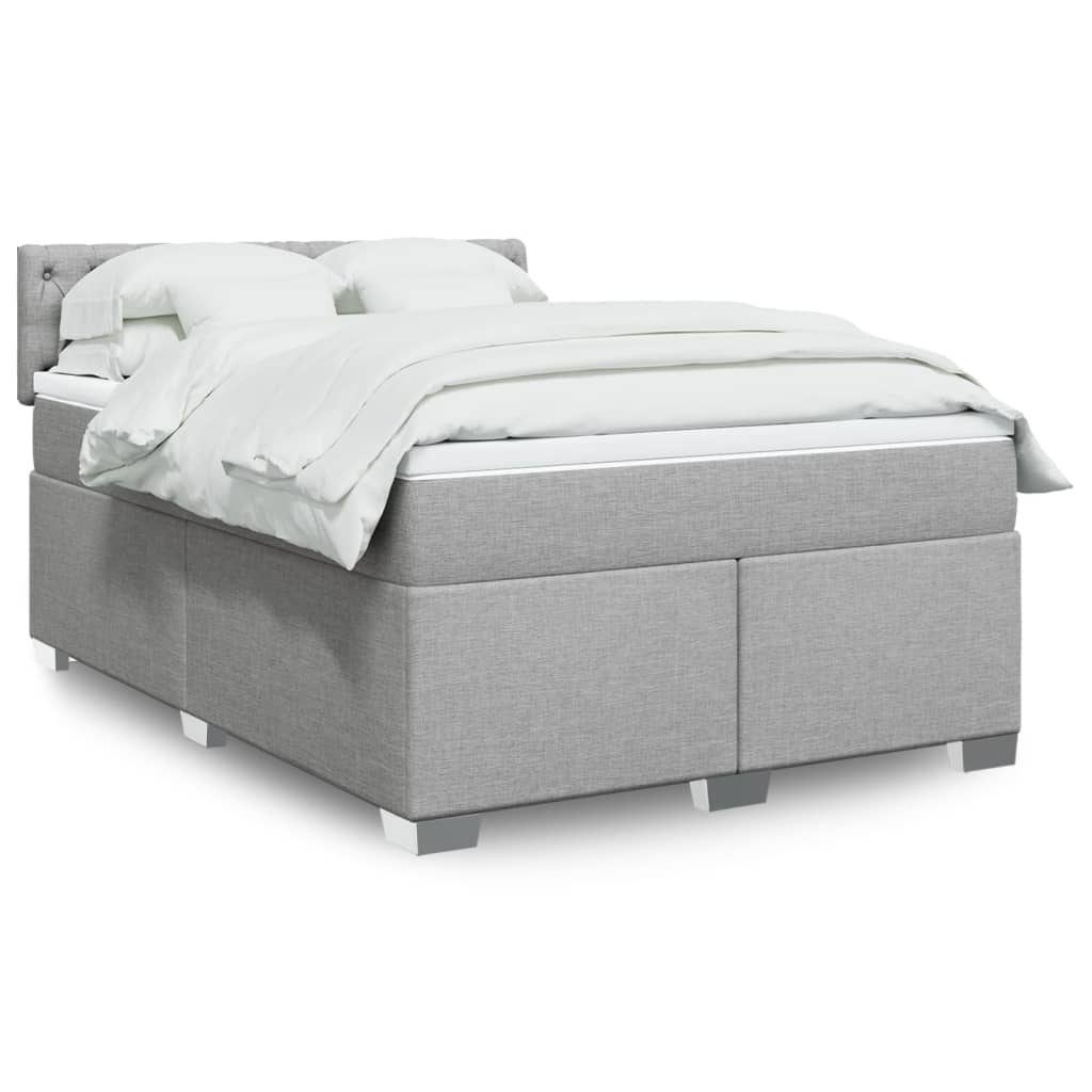 Stylish Box Spring Bed with Mattress in Dark Grey Double Fabric