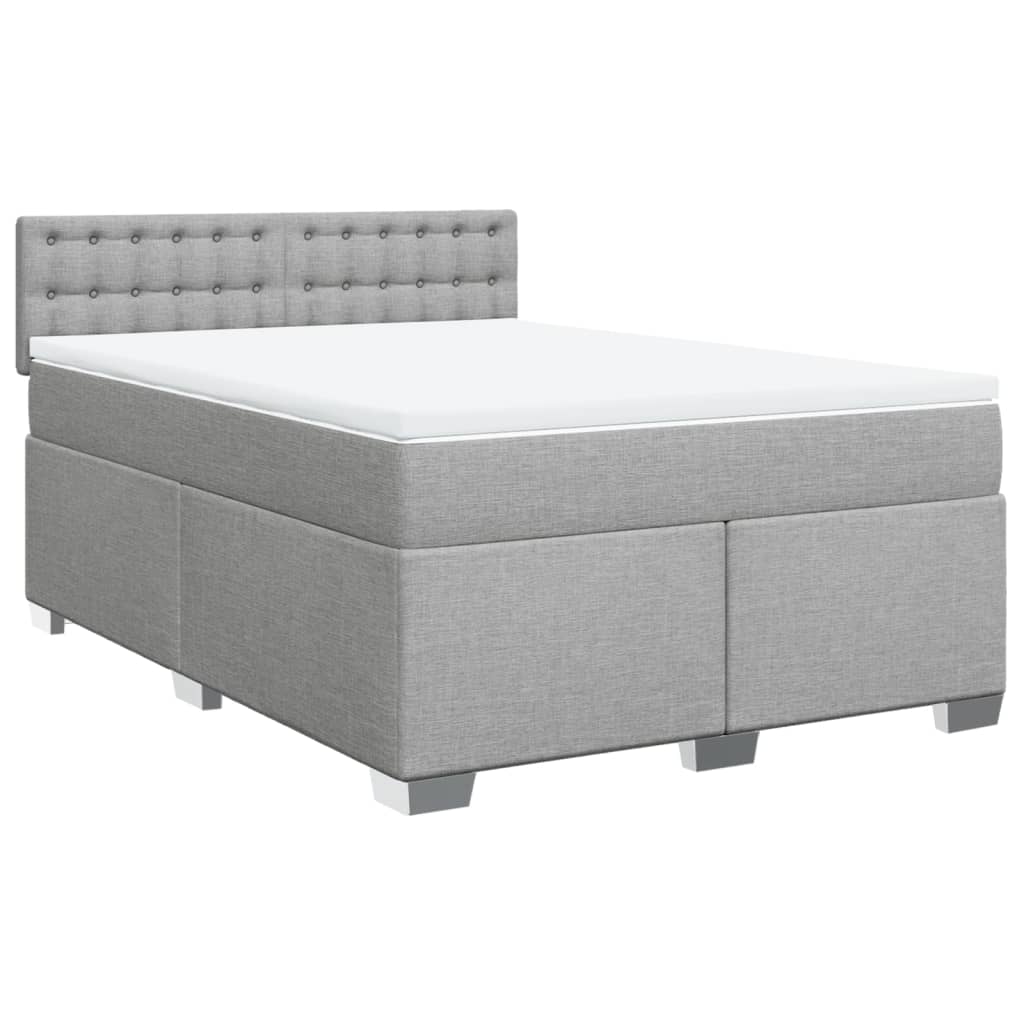 Stylish Box Spring Bed with Mattress in Dark Grey Double Fabric