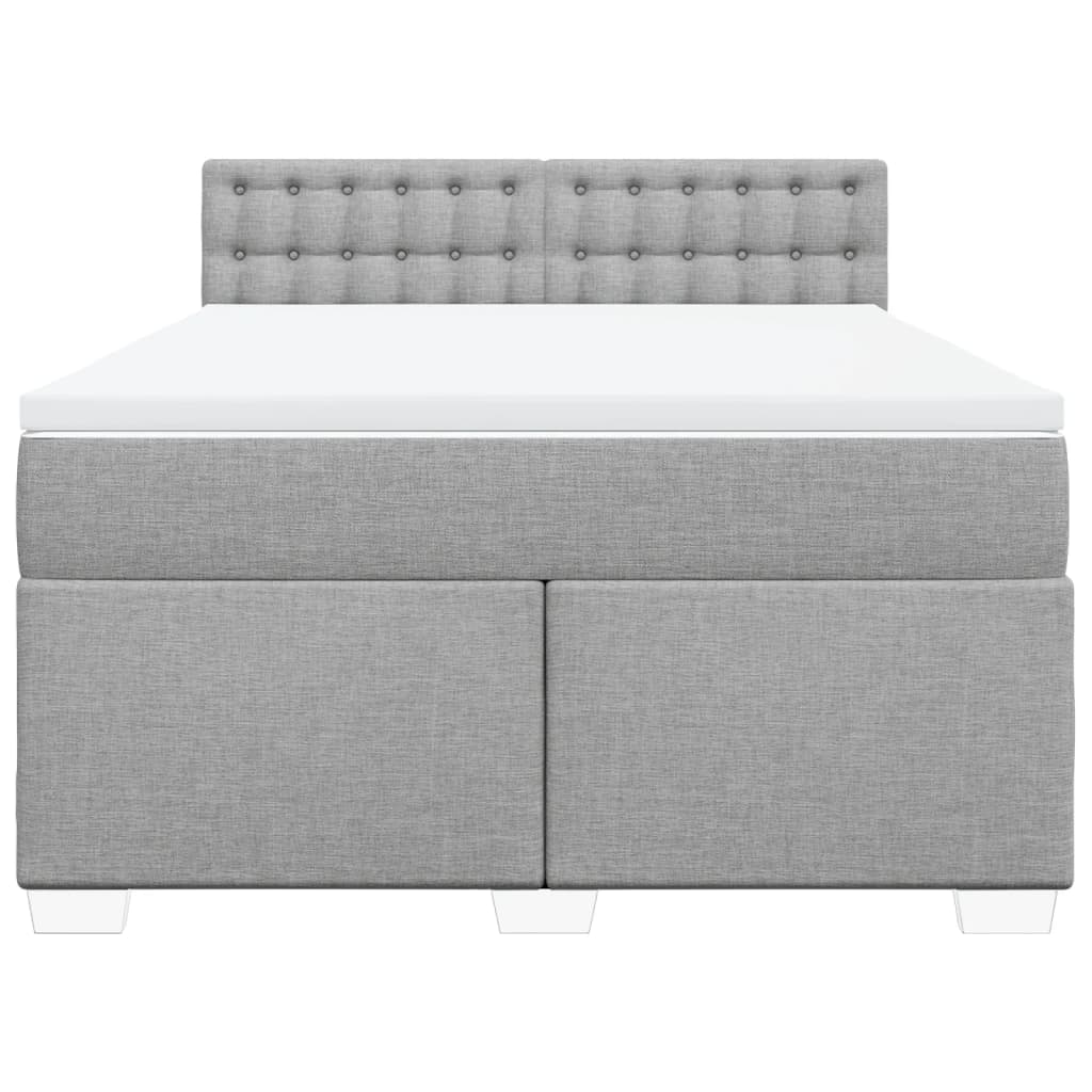 Stylish Box Spring Bed with Mattress in Dark Grey Double Fabric