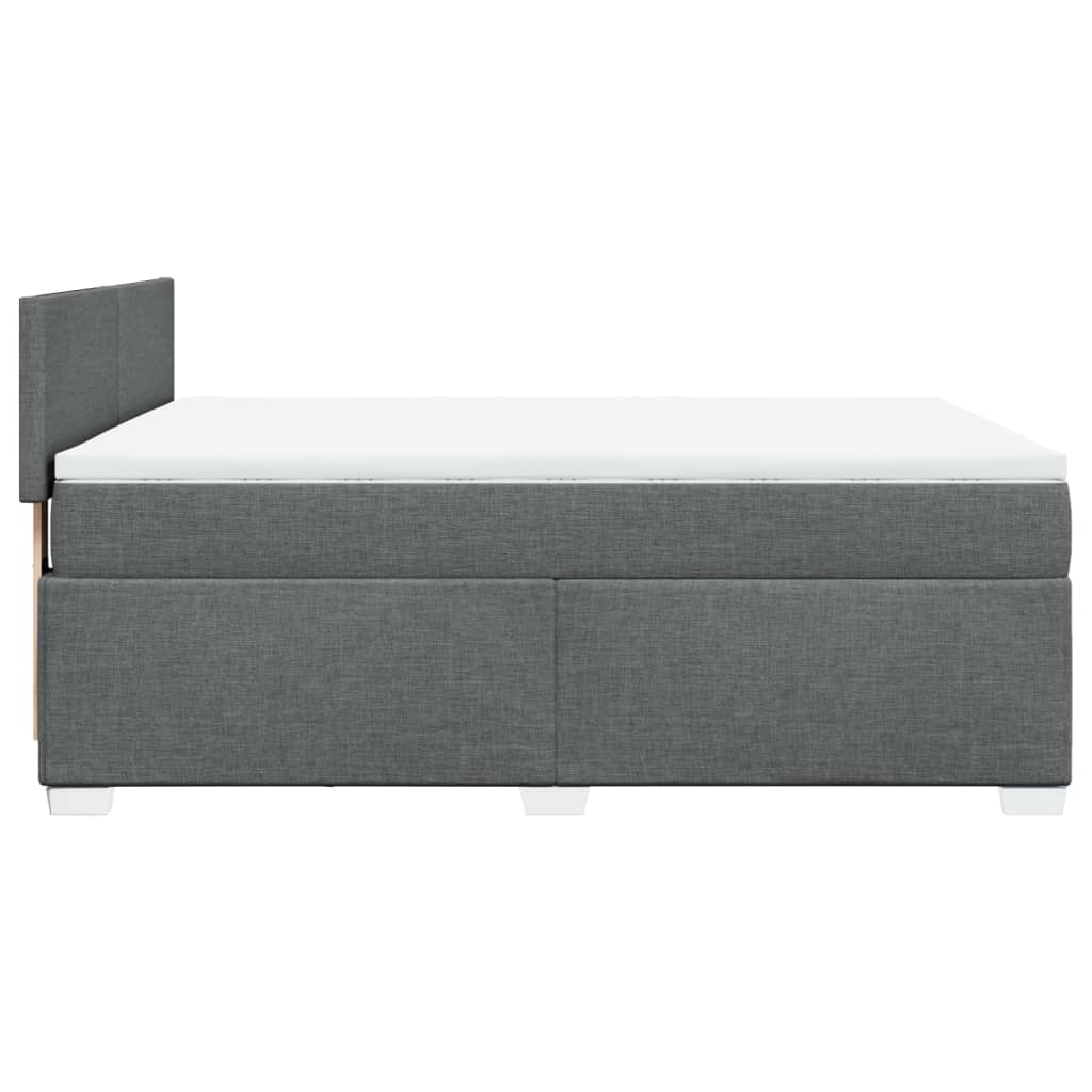 Durable and Comfortable Dark Grey Queen Fabric Box Spring Bed with Mattress