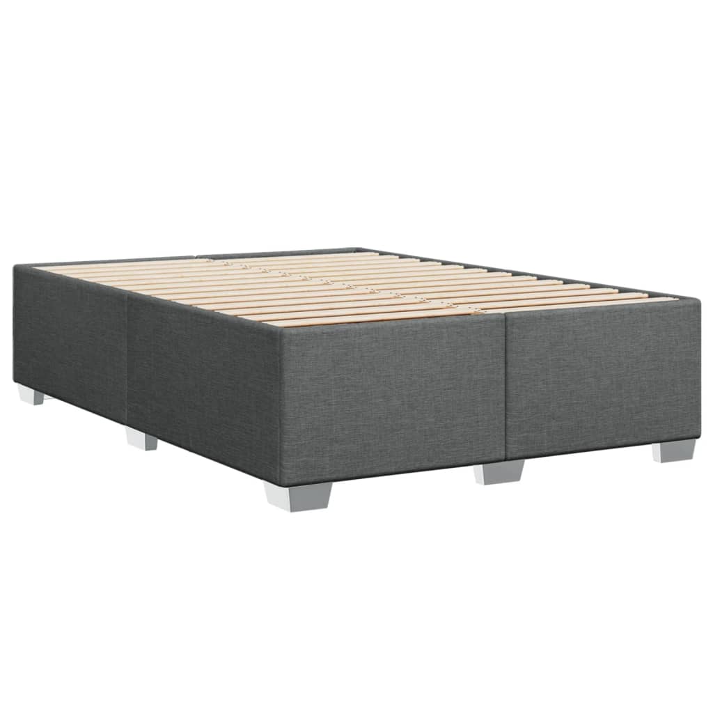 Durable and Comfortable Dark Grey Queen Fabric Box Spring Bed with Mattress