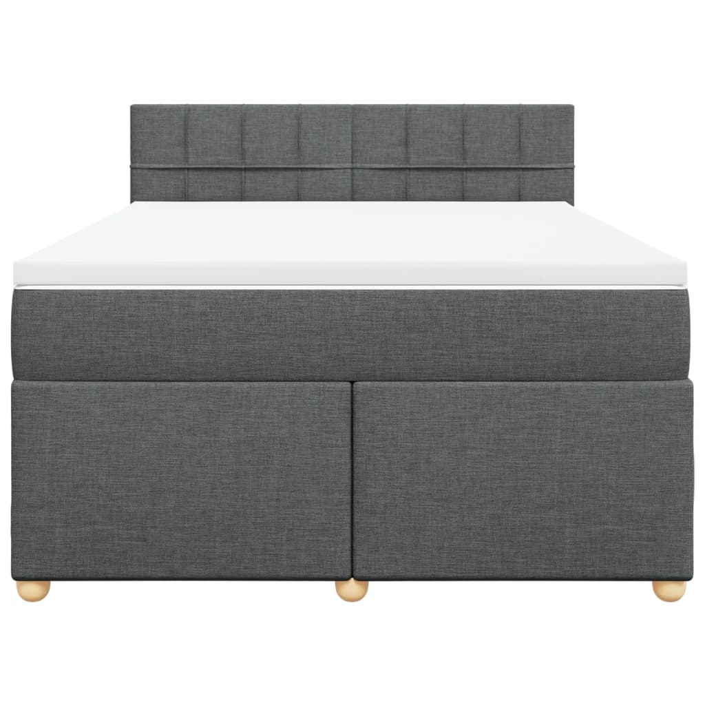 Box Spring Bed with Mattress Bedstead Double Bed Dark Grey Double Fabric - Relax in Style