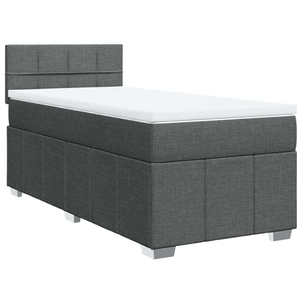 Dark Grey King Single Box Spring Bed with Mattress – Elegant Fabric