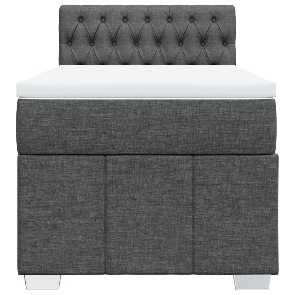 Dark Grey King Single Box Spring Bed with Mattress – Elegant Fabric