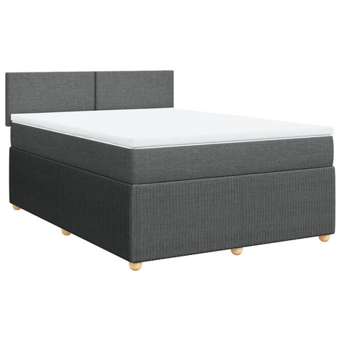 Dark Grey Queen Box Spring Bed with Mattress for Modern Bedrooms