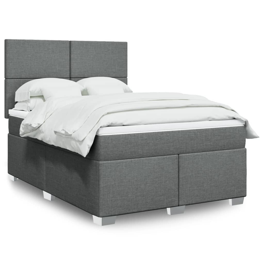 Dark Grey Queen Box Spring Bed with Mattress – Modern Design