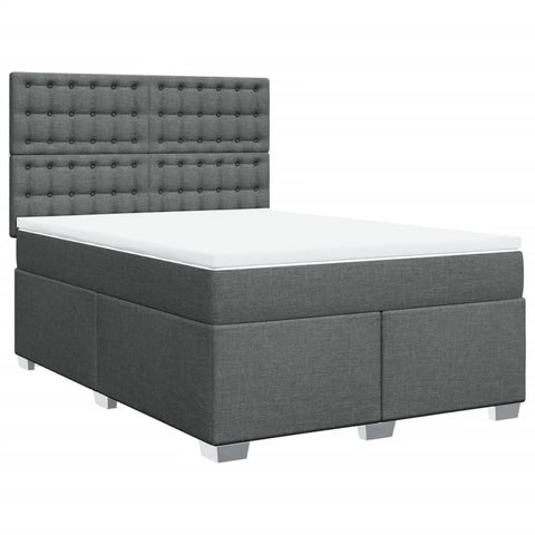 Durable and Elegant Dark Grey Queen Box Spring Bed with High-Quality Mattress