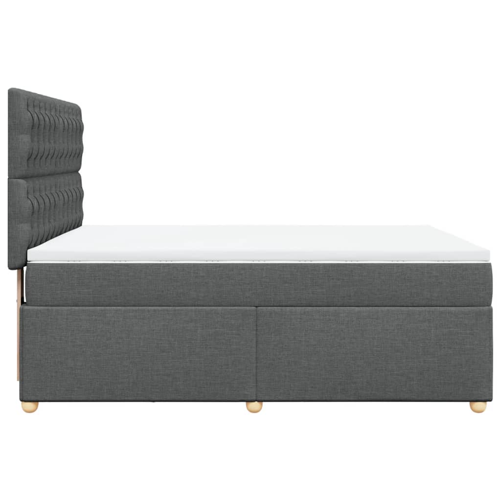 Box Spring Bed with Mattress Dark Grey Queen