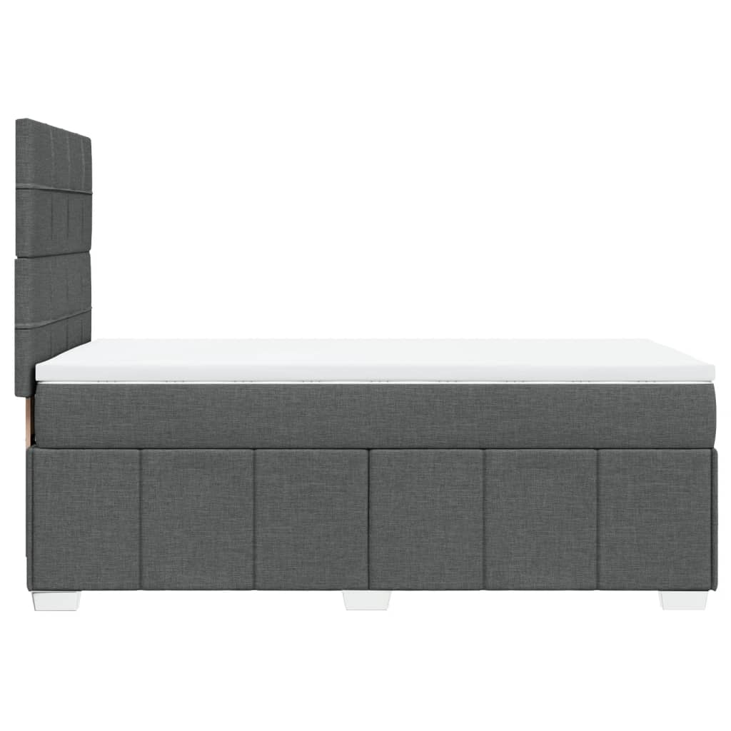 Box Spring Bed with Mattress Dark Grey King Single Fabric