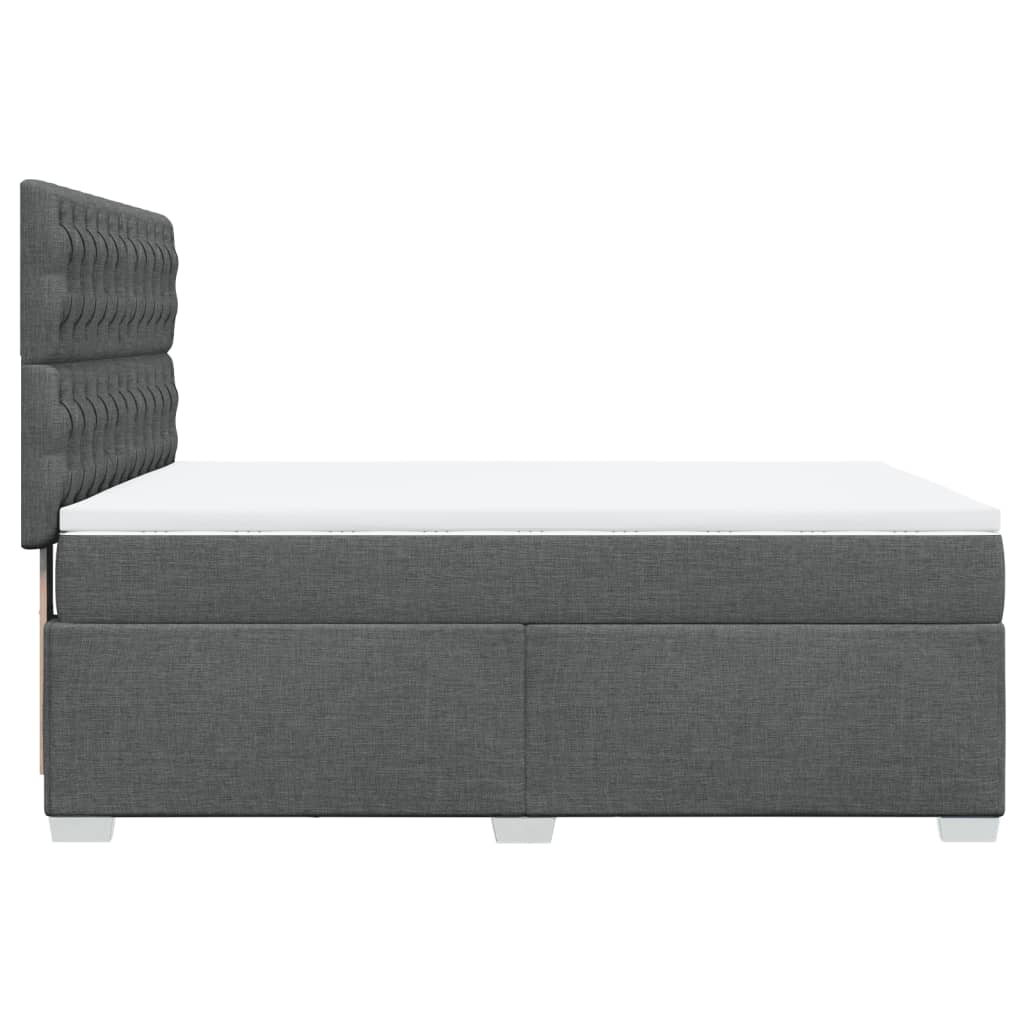 Comfortable Dark Grey Box Spring Bed with Mattress – Stylish Double Fabric