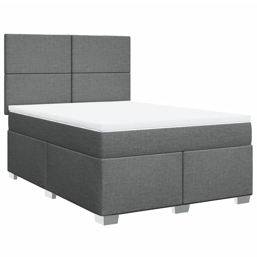 Dark Grey Queen Box Spring Bed with Mattress – Modern Design