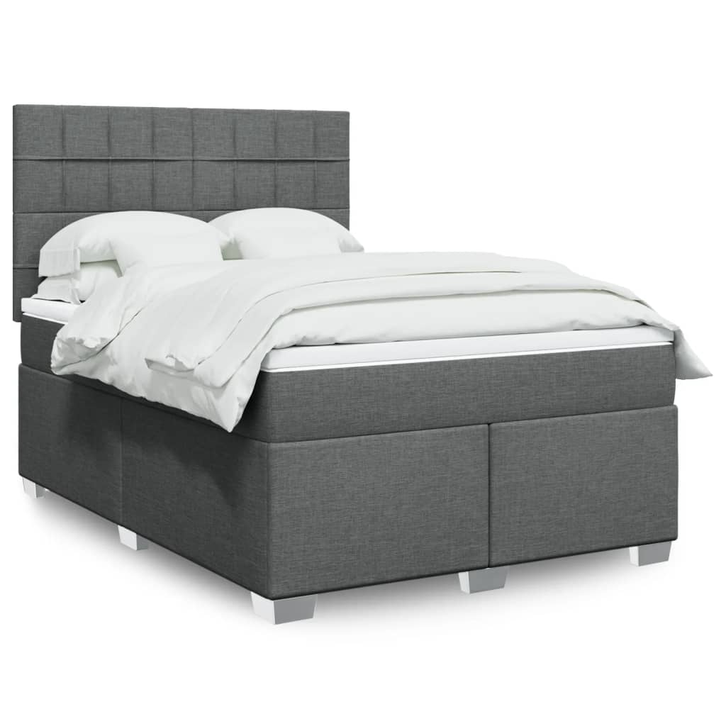 Dark Grey Queen Box Spring Bed with Mattress – Comfortable and Durable