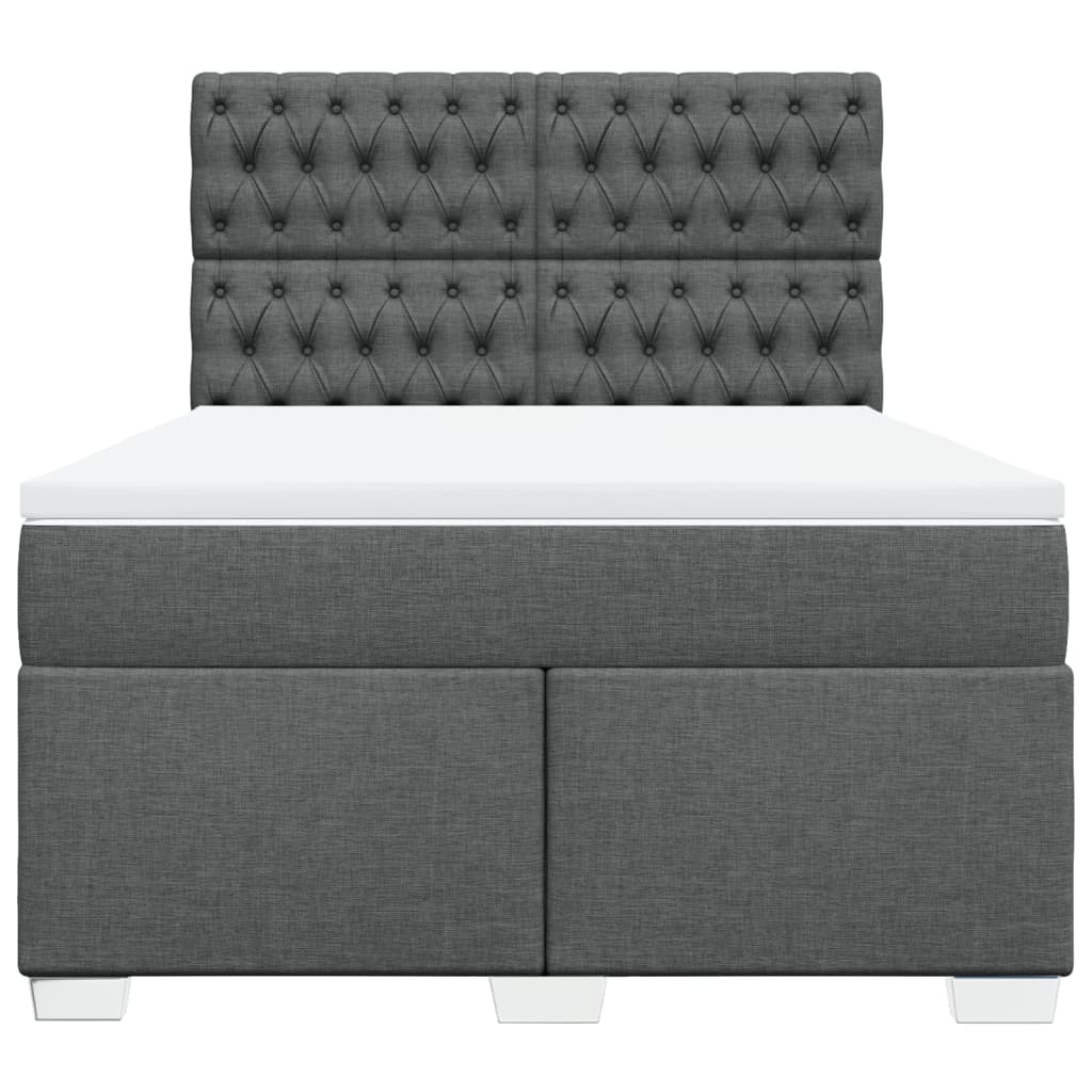 Box Spring Bed with Mattress Dark Grey Queen