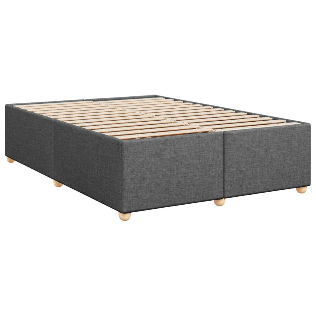 Elegant Dark Grey Queen Box Spring Bed with Plush Mattress