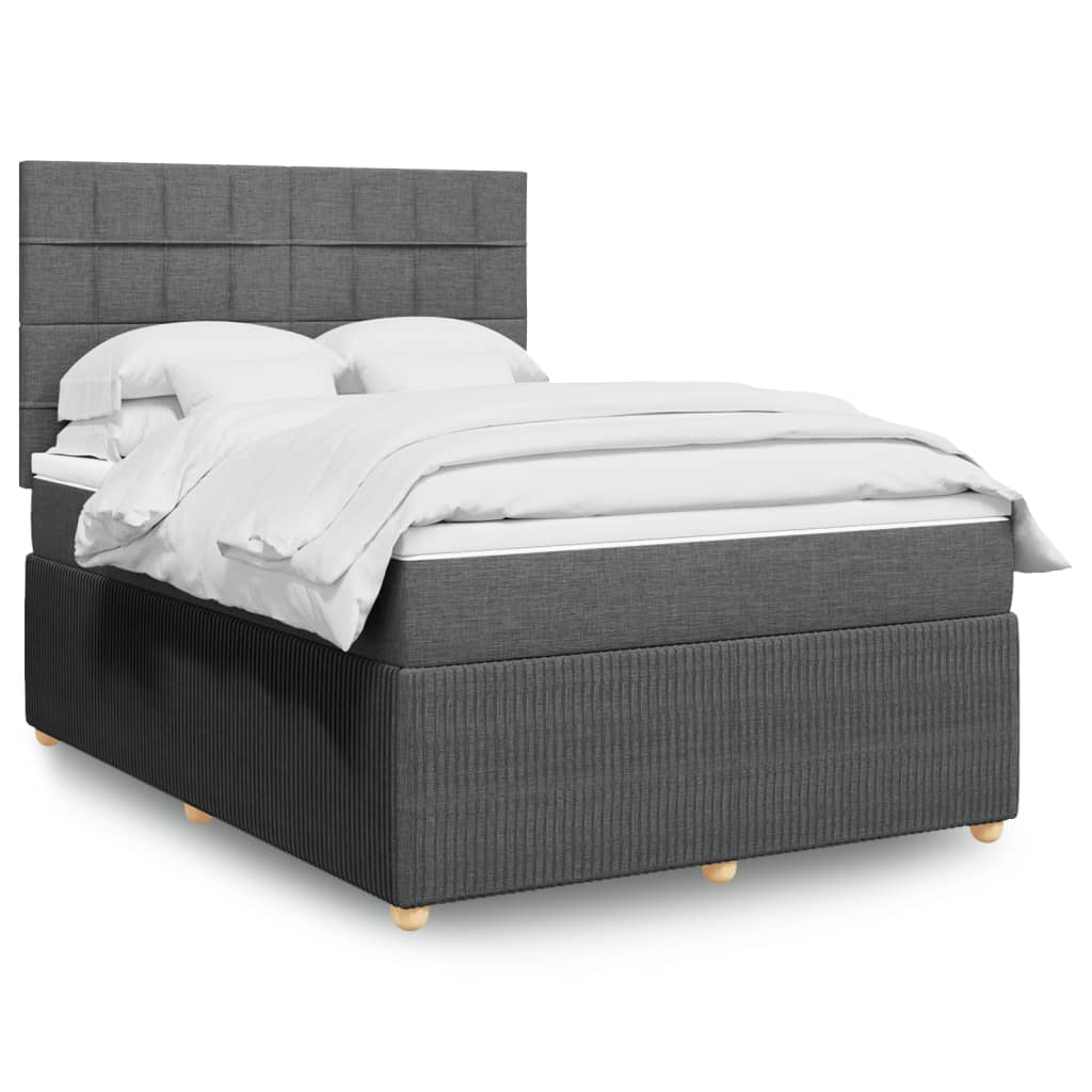 Dark Grey Queen Box Spring Bed with Mattress for Ultimate Comfort and Elegant