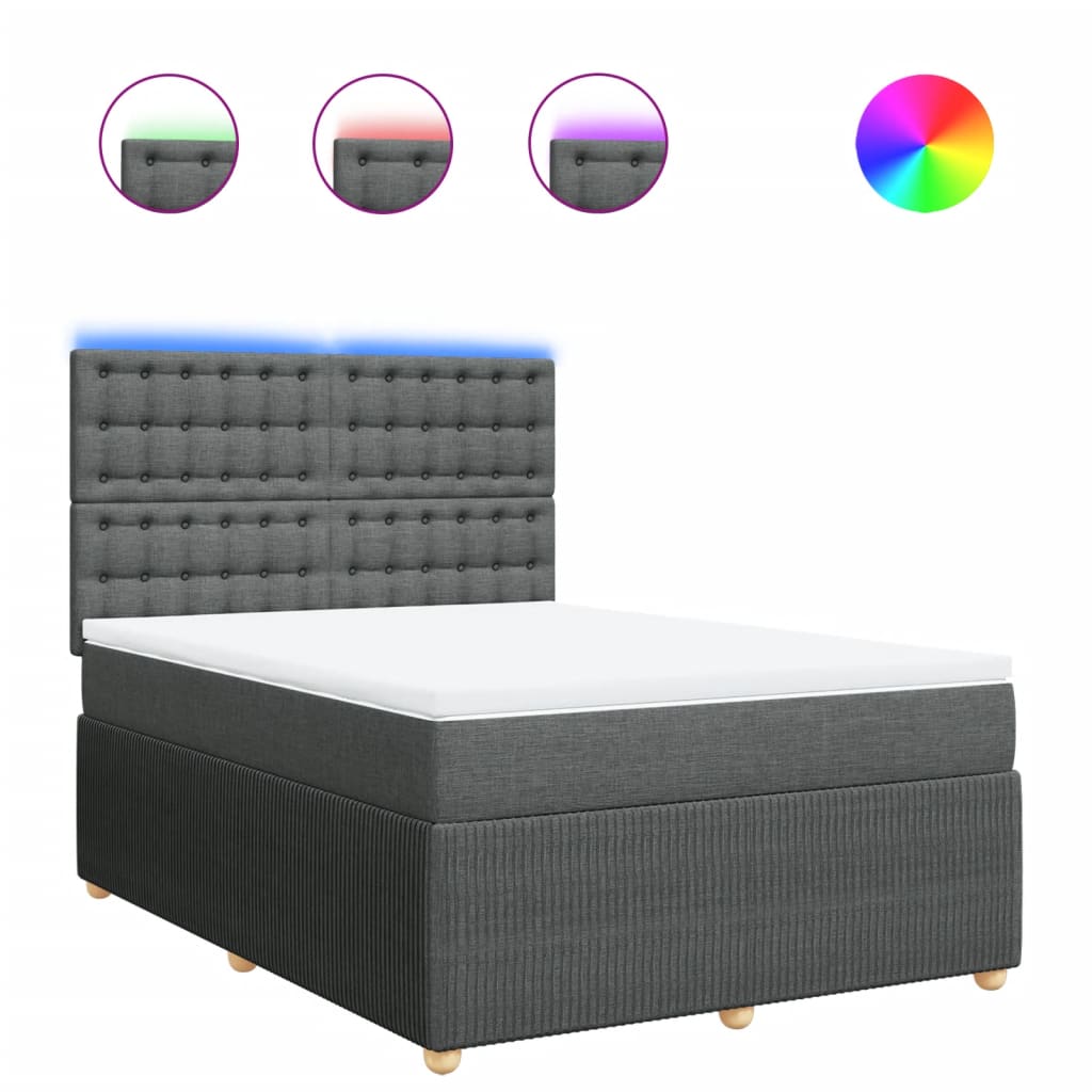 Durable Dark Grey Queen Box Spring Bed with Premium Mattress