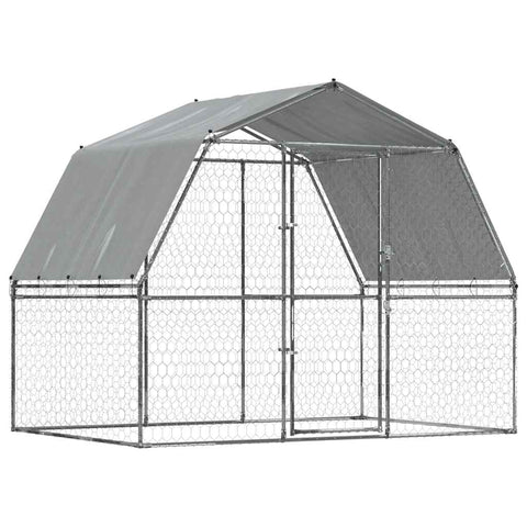 Dog Cages 2 pcs with Roof and Door Silver Galvanised Steel