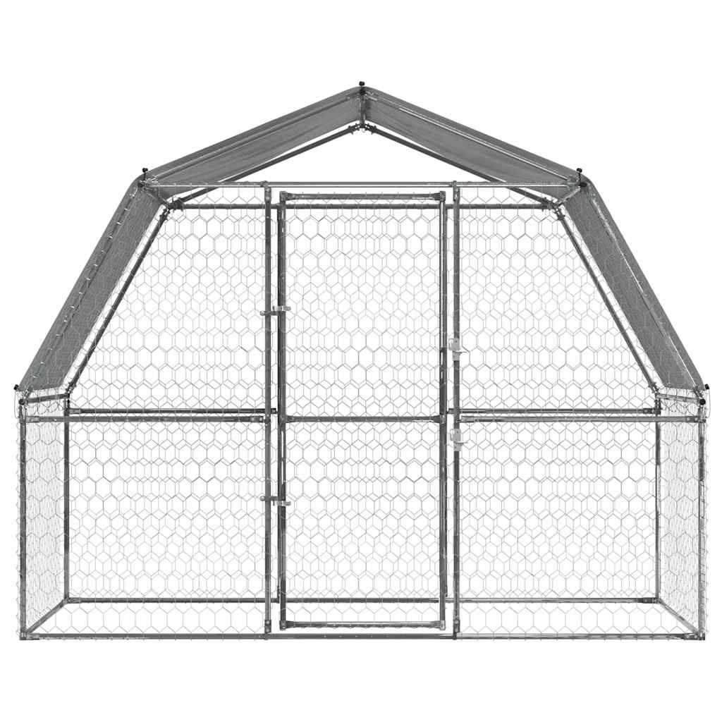 Dog Cages 2 pcs with Roof and Door Silver Galvanised Steel