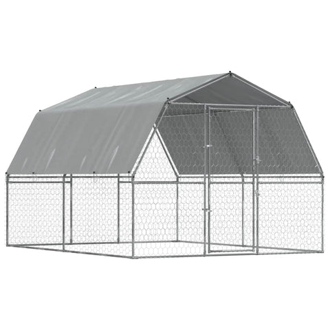 Dog Cages 2 pcs with Roof and Door Silver