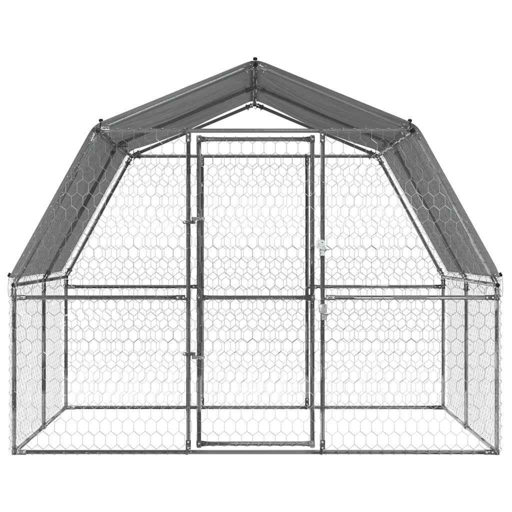 Dog Cages 2 pcs with Roof and Door Silver