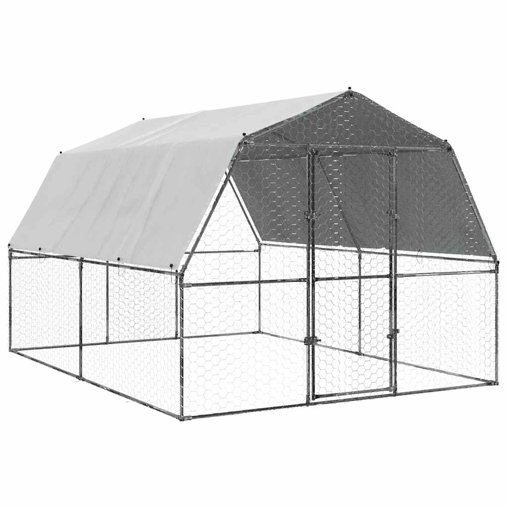 Chicken Cages 2 pcs with Roof and Door Silver