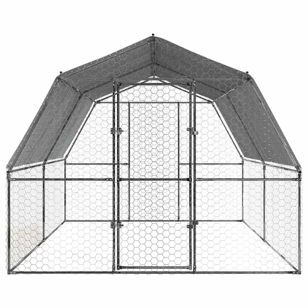 Chicken Cages 2 pcs with Roof and Door Silver