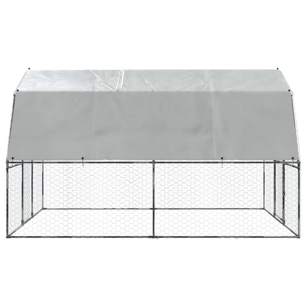 Chicken Cages 2 pcs with Roof and Door Silver