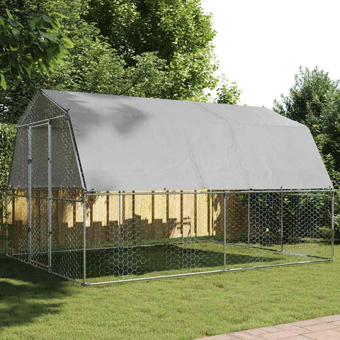 Chicken Cages 2 pcs with Roof and Door Silver