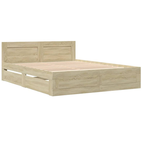 Bed Frame with Headboard Sonoma Oak Queen Size