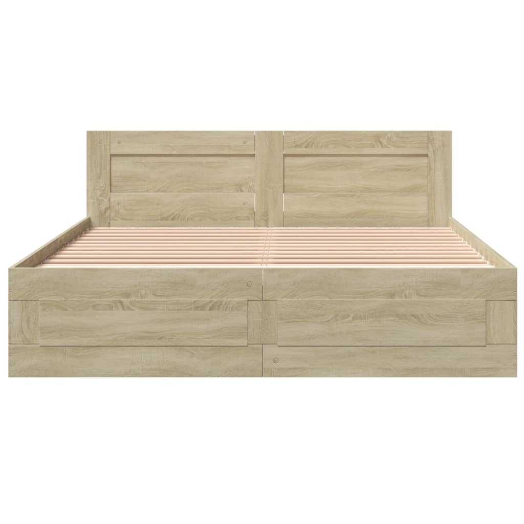 Bed Frame with Headboard Sonoma Oak Queen Size