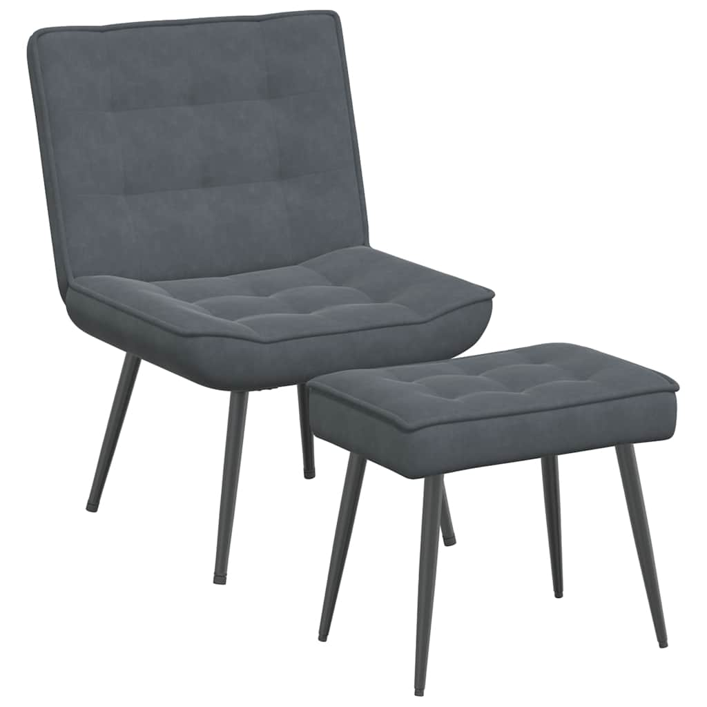 Relaxing Chair with Stool Dark Grey Velvet