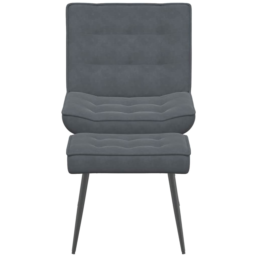 Relaxing Chair with Stool Dark Grey Velvet