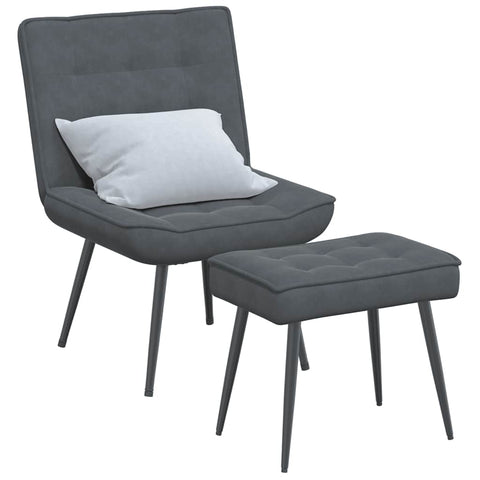 Relaxing Chair with Stool Dark Grey Velvet