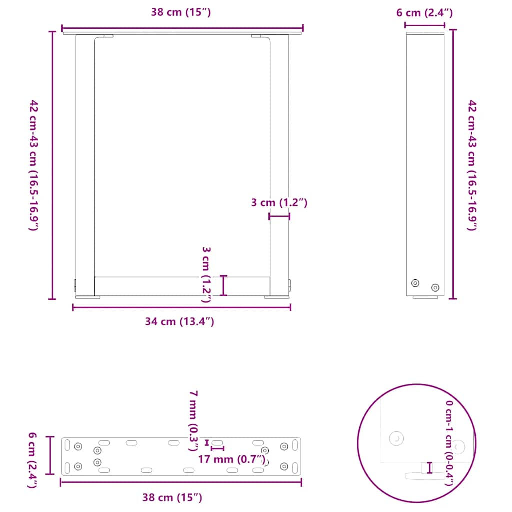 Coffee Table Legs U-Shaped 2-pcs Black Steel