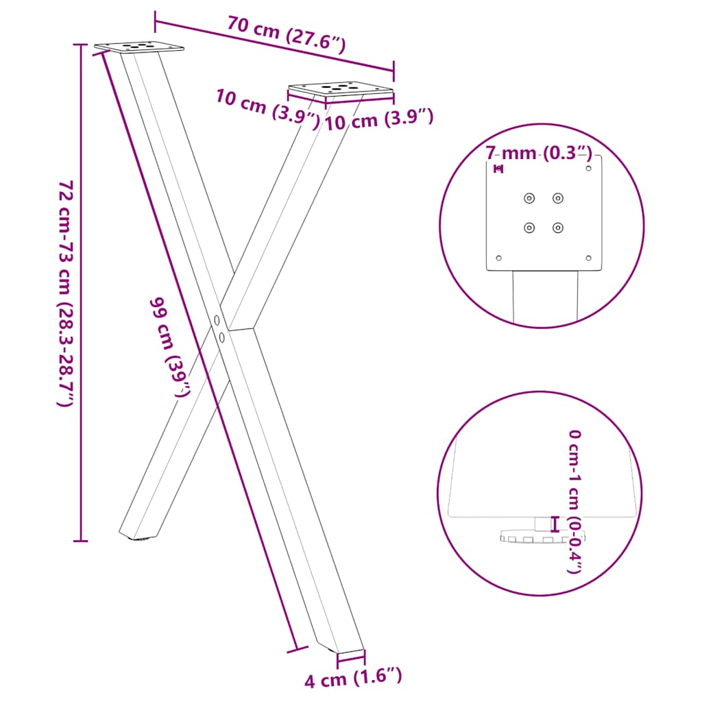 Dining Table Legs X-Shaped 2 pcs - Black