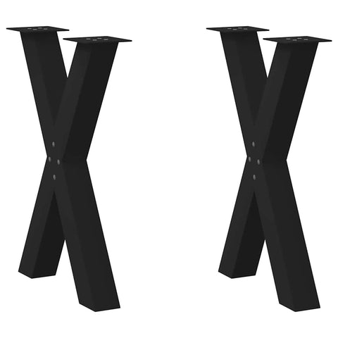 Dining Table Legs X-Shaped 2 pcs - Black Steel