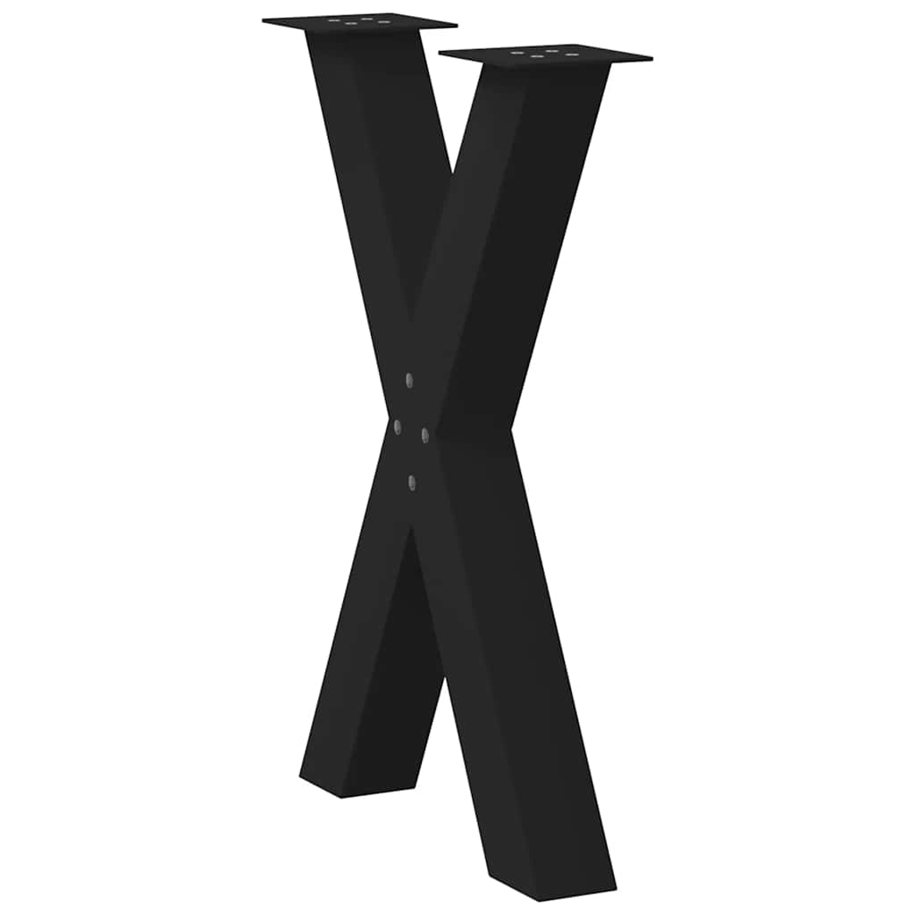 Dining Table Legs X-Shaped 2 pcs - Black Steel