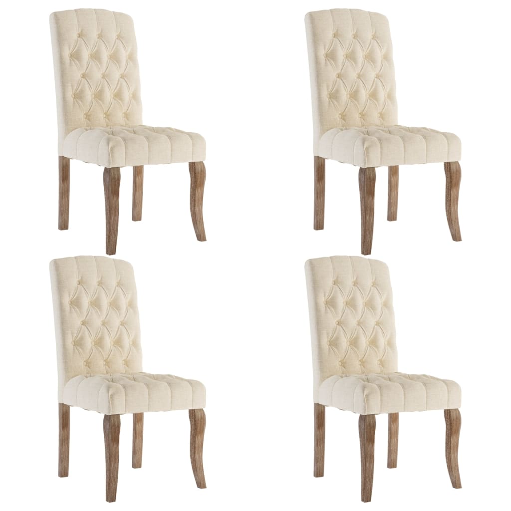 Dining Chairs 4 pcs Beige Linen-Look Fabric