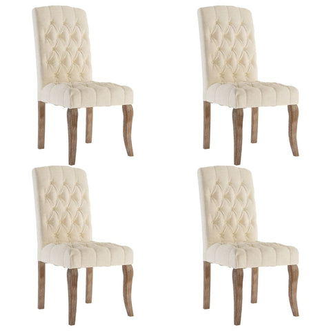 Dining Chairs 4 pcs Beige Linen-Look Fabric